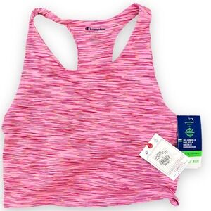 CHAMPION Women's Soft‎ Touch Cropped Tank Top Heathered Pink Strappy Size L